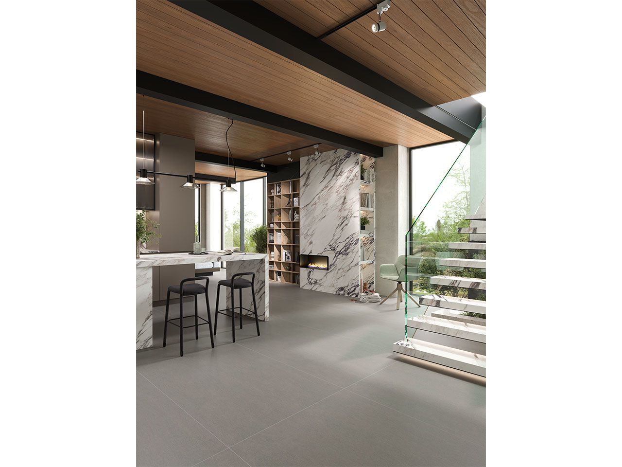 Столешница из керамогранита с мраморным эффектом Kaleseramik плиты ARCH-00112300 - Вид №2