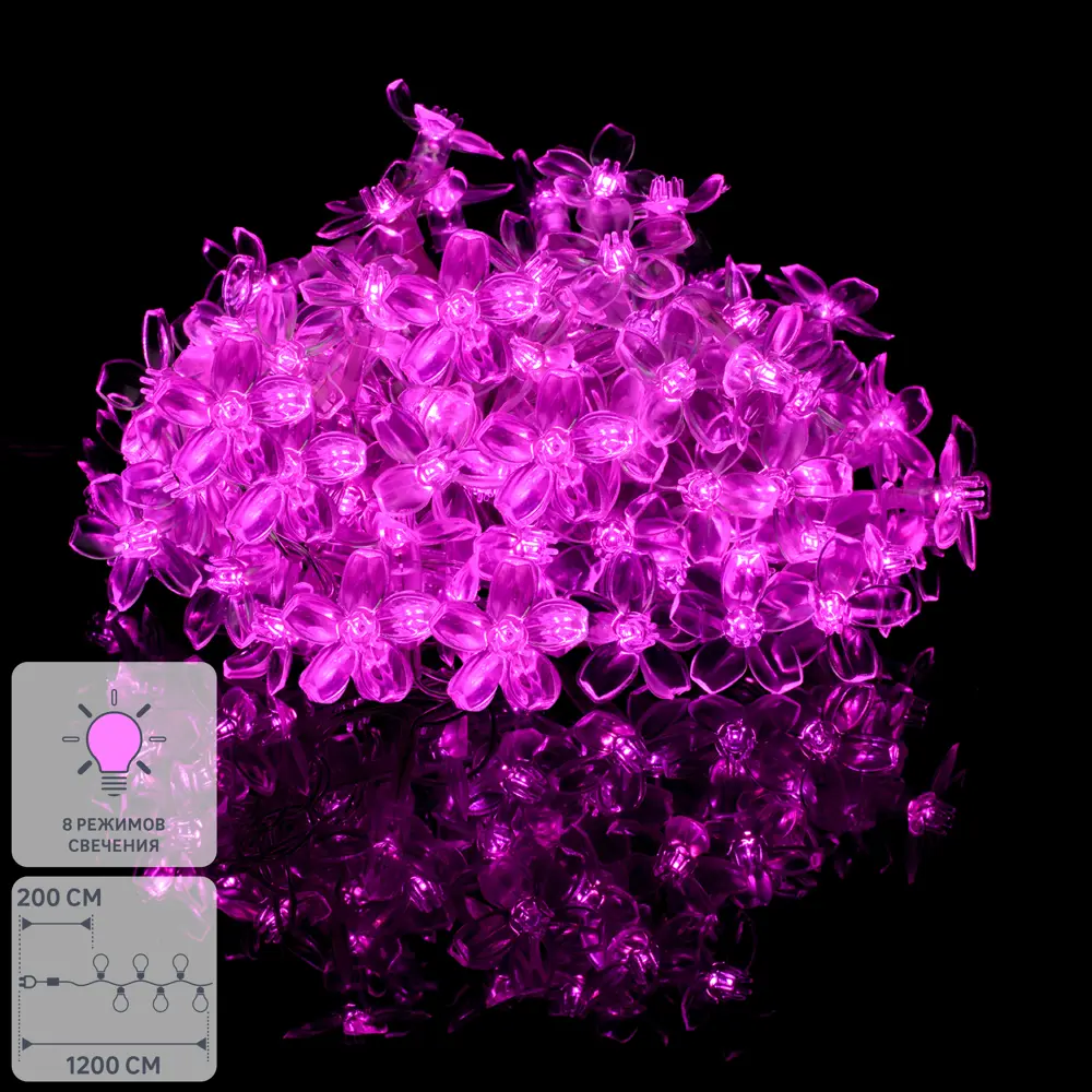 82720478 Электрогирлянда комнатная AuraLight Нить 10м 80 ламп фиолетовый 8 режимов работы STLM-0034782