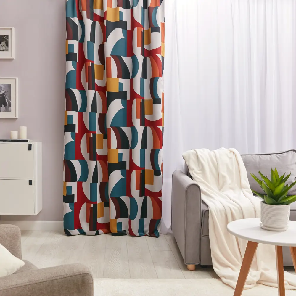 Штора на ленте Пляж 150x260 см цвет красный SEASONS STLM-2105431