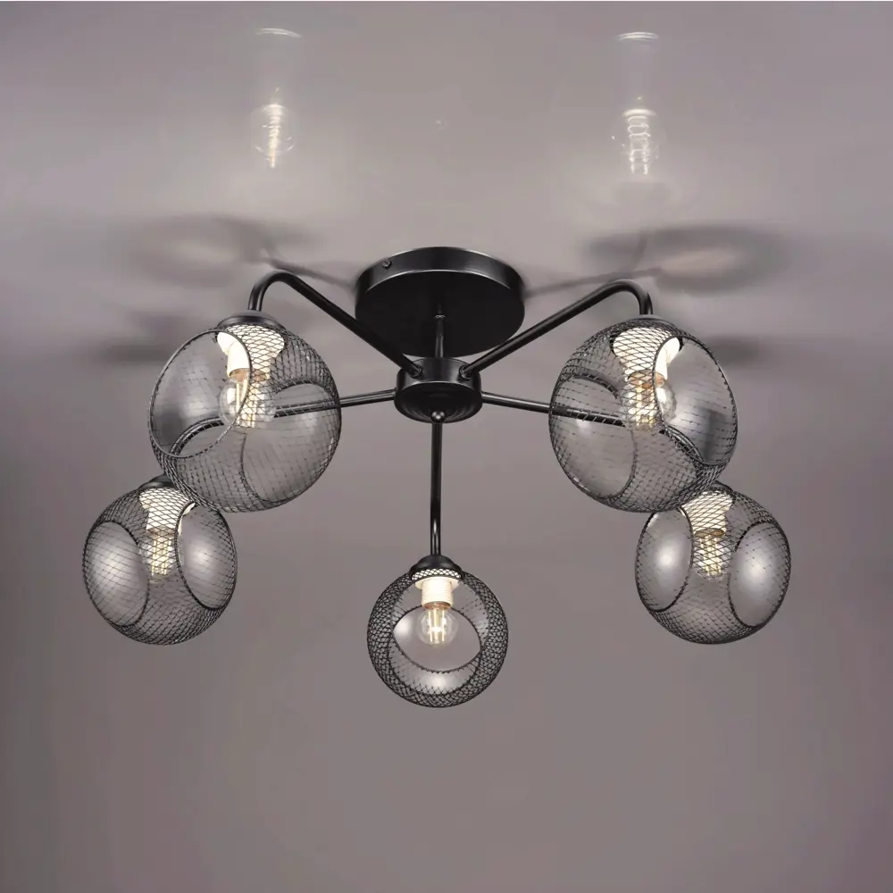 Люстра потолочная Эйр РС21386 5 ламп 15 м² цвет черный РОССВЕТ STLM-2178459