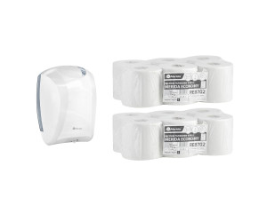 PROMO114 Белый контейнер для полотенец CENTER PULL за 50 злотых нетто при покупке 2 упаковок полотенец ECONOMY MINI REB702 (12 x 210 м = 2520 м) Merida