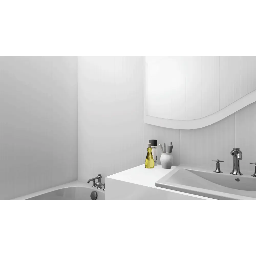 Панель ПВХ Рипсо белый 8 мм 2700х250 мм 0.675 м² КРОНАПЛАСТ STLM-2163180 - Вид №2