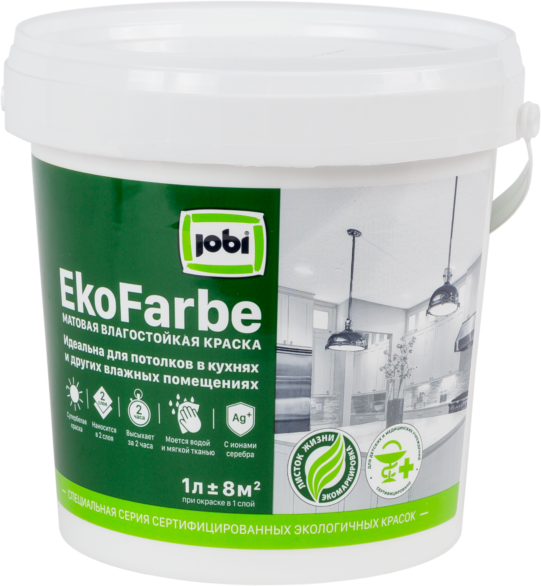82071598 Краска для кухни и ванной «Ekofarbe» цвет белый 1 л STLM-0018814 JOBI