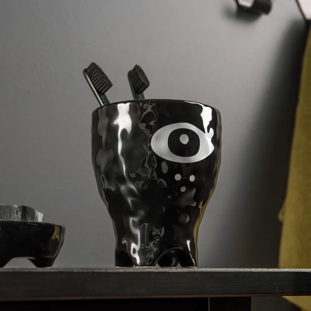 Стакан для зубных щёток Irony «Глаз» цвет чёрный MOROSHKA STLM-2115549 - Вид №1