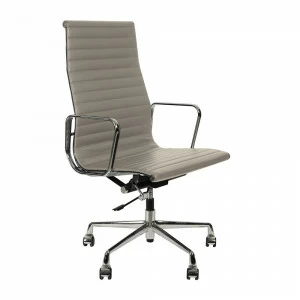 Кресло офисное кожаное 104х58 см серое Eames Style Ribbed Office Chair EA 119 SOHO DESIGN ДИЗАЙНЕРСКИЕ 00-3886260 Серый