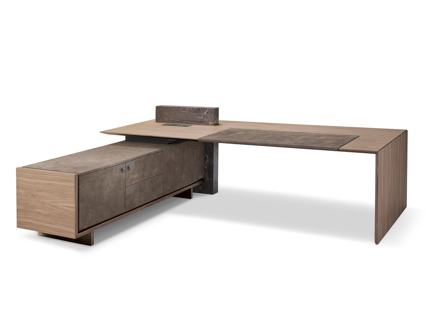 Деревянный и мраморный угловой рабочий стол i 4 Mariani Декартовый ARCH-00146694