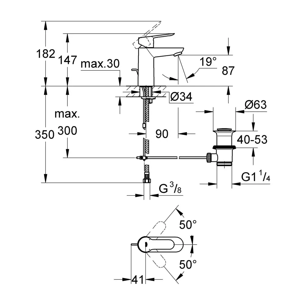 Смеситель для раковины Grohe Startedge однорычажный цвет хром Start Edge STLM-2045974 - Вид №6