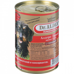 ПР0035361 Корм для собак Алдерс Гарант 80%рубленного мяса Говядина конс. 410г Dr. ALDER`s