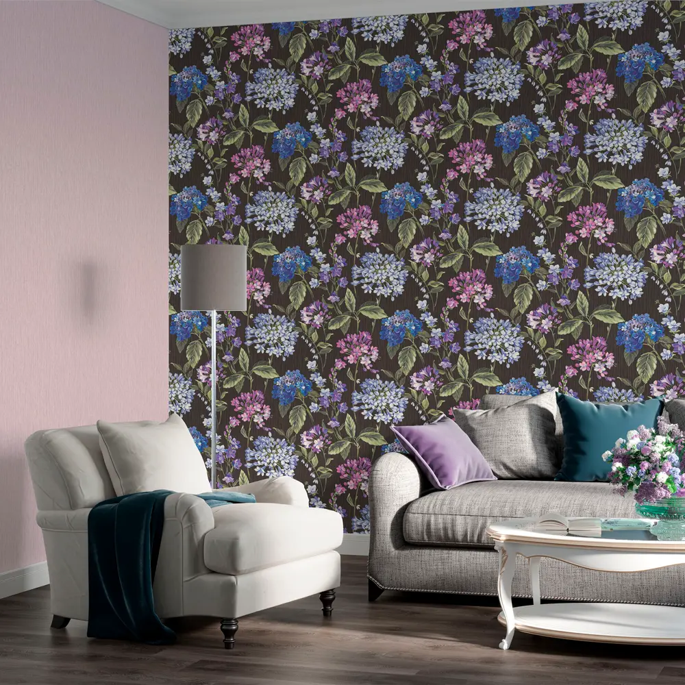 Обои флизелиновые Палитра Fiori чёрные 1.06 м PL71431-44 STLM-2189344 - Вид №4