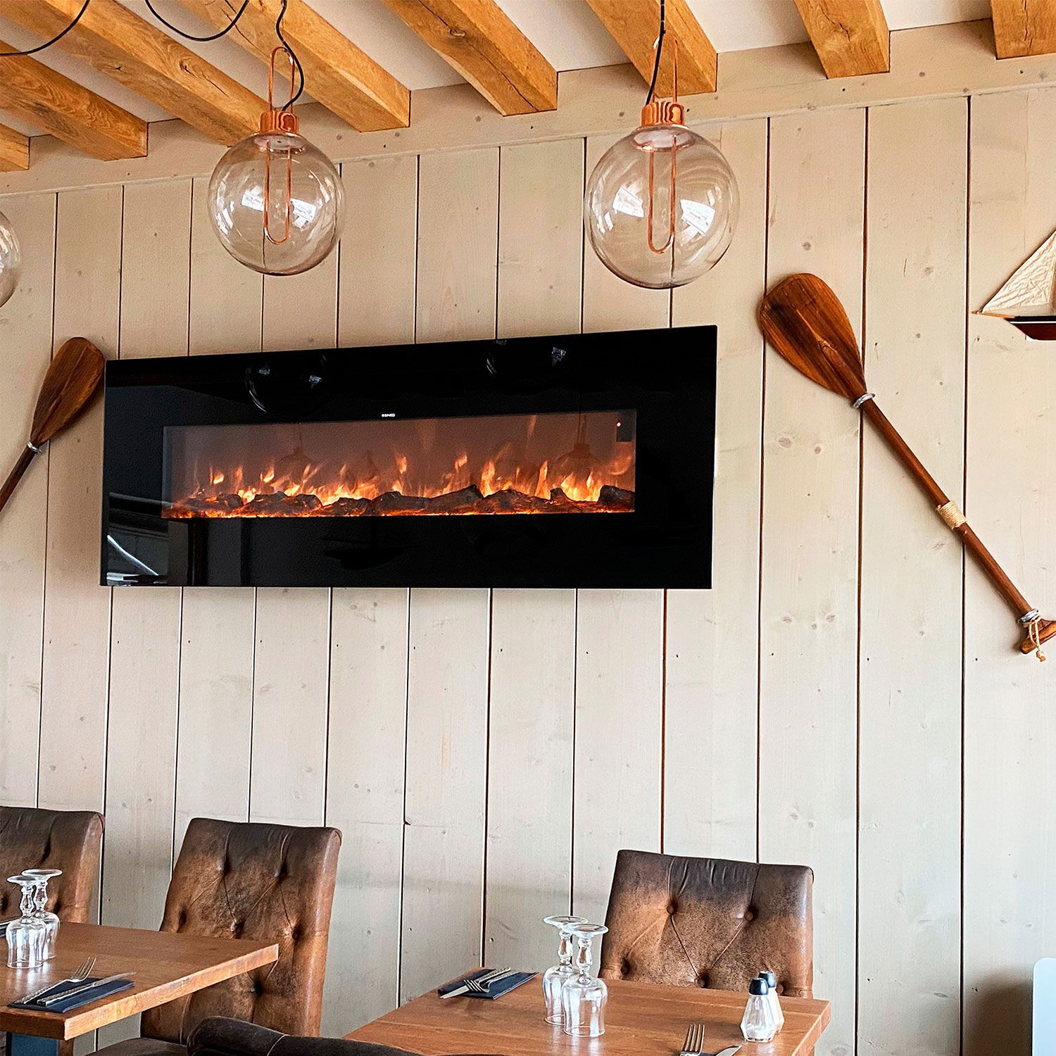 Настенный электрический стальной и стеклянный камин SINED APRICA ARCH-00120284 - Вид №7