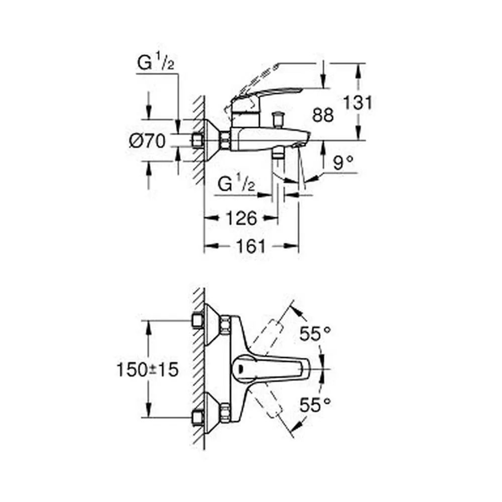 Смеситель для ванной Grohe Start 32278001 однорычажный, цвет хром STLM-2132190 - Вид №14