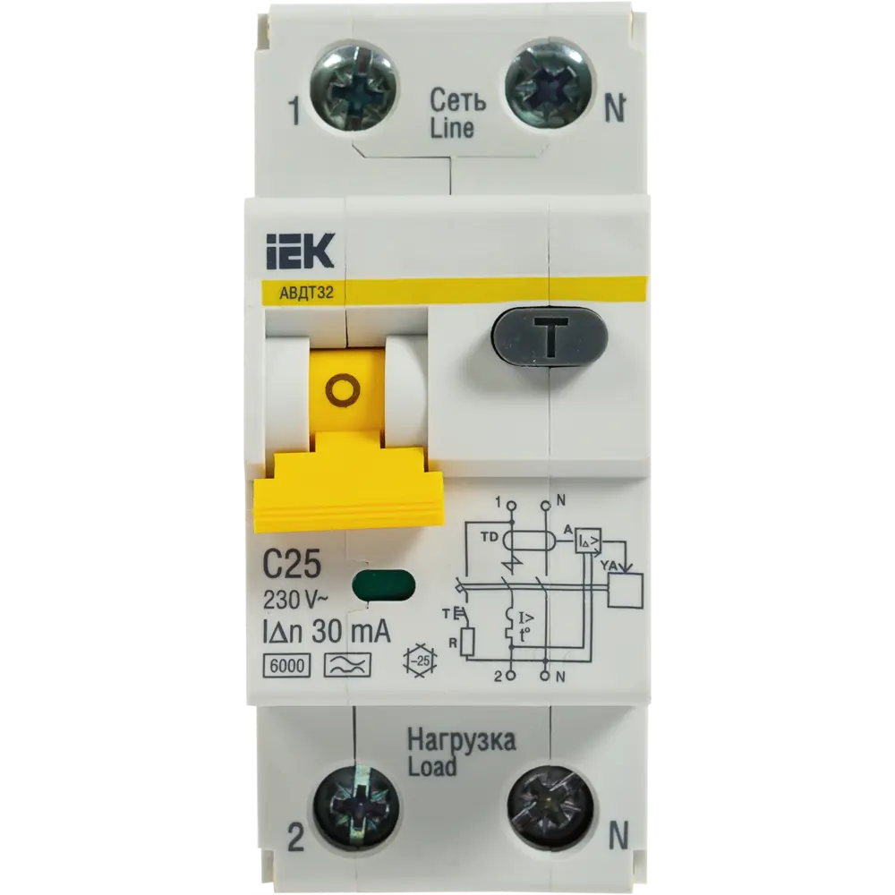 Выключатель автоматический IEK АВДТ 32 C25, 2 полюса, 25 А STLM-2133426 - Вид №1