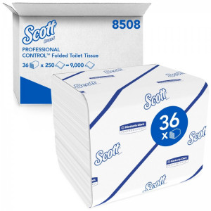 8508 Kimberly Clark Туалетная бумага листовая Kimberly-Clark Scott 8508 2-слойная 36 пачек по 250 листов