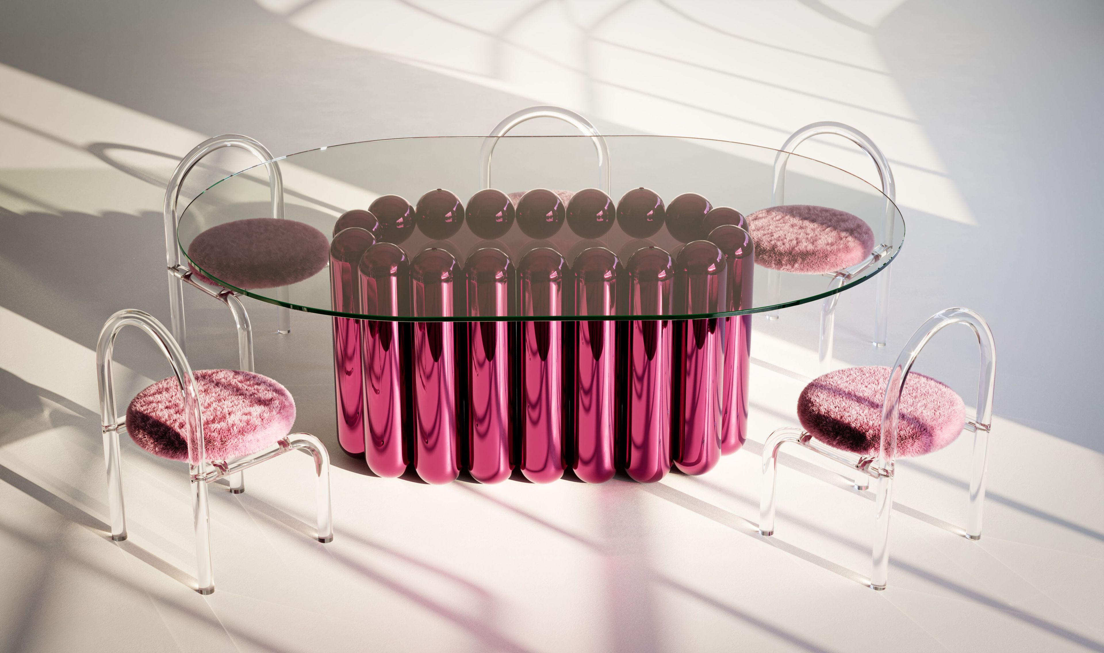 Овальный стол из стали и стекла Cameron Design House ARCH-00039865 - Вид №1