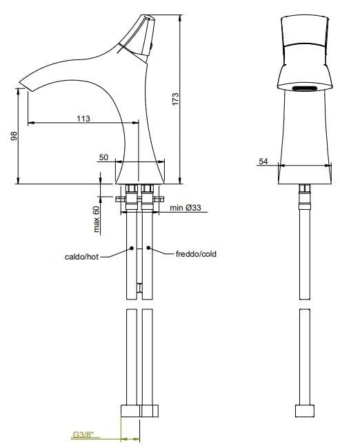 Латунный смеситель для раковины / биде Rubinetterie Treemme Hedo' ARCH-00099971 - Вид №3