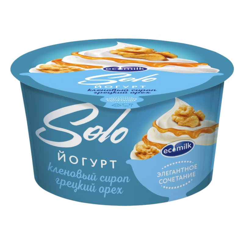 Йогурт с кленовым сиропом и грецким орехом 5% Экомилк Solo 130 г БЗМЖ Santreyd 21136
