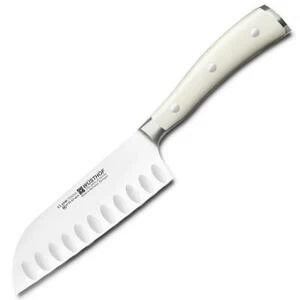 Нож кухонный японский «Шеф» Ikon Cream White с углублением на кромке, 14 см