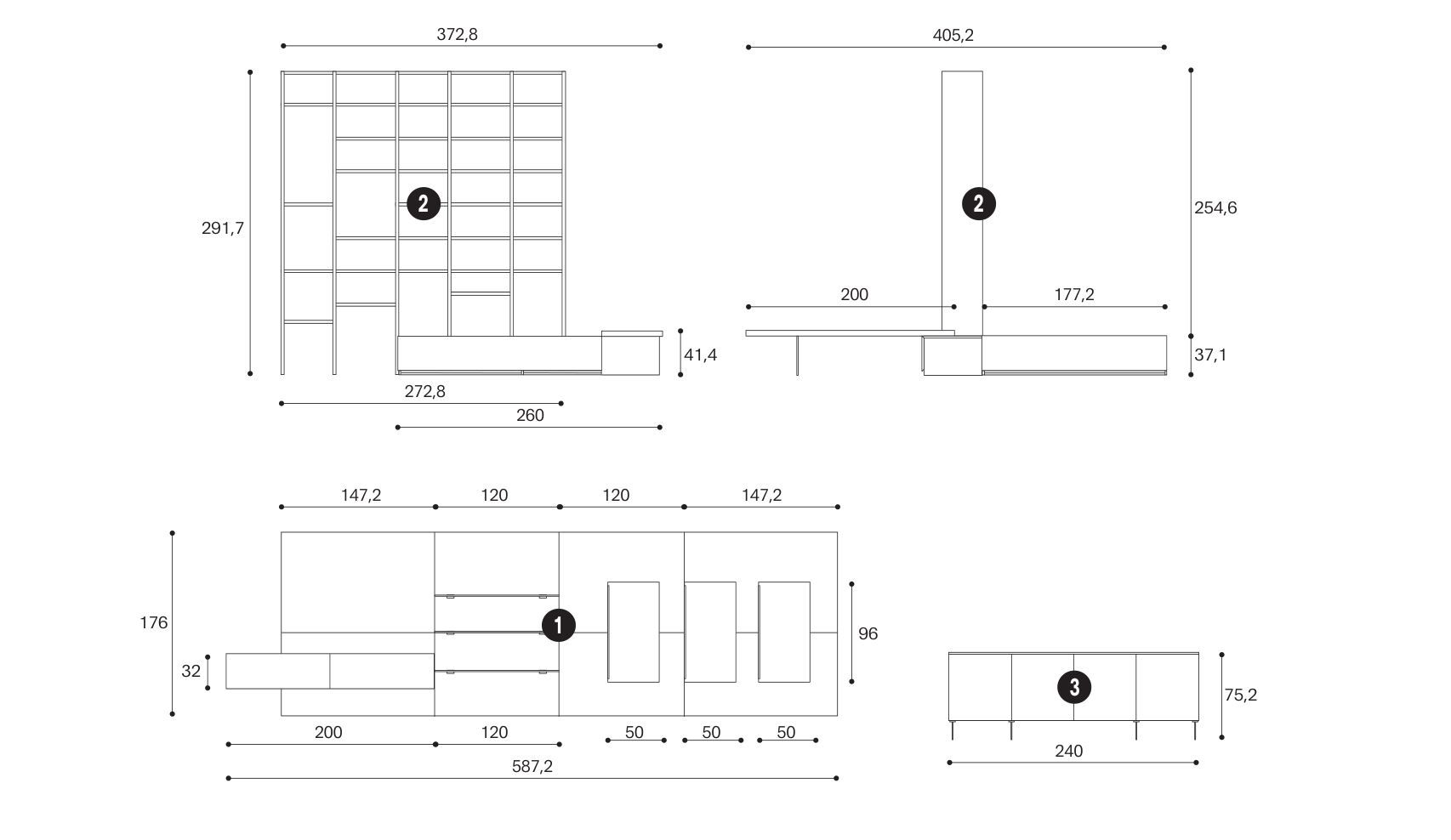Оборудованная стена / книжный шкаф Giessegi день за днем ARCH-00145652 - Вид №4