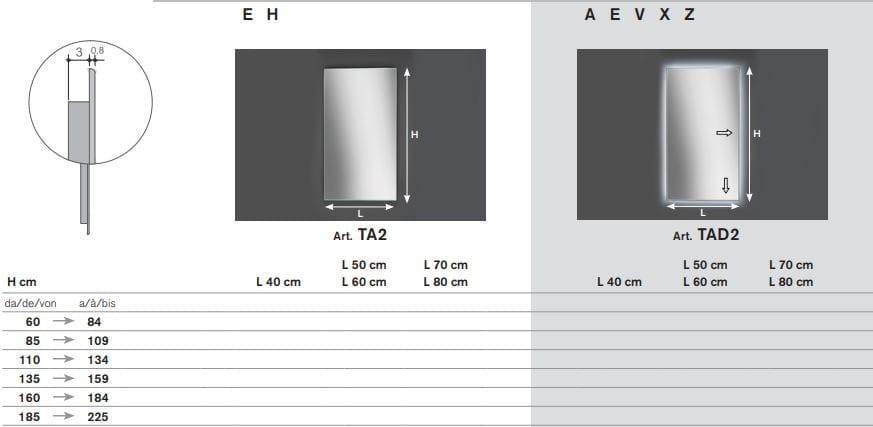 Прямоугольное зеркало со встроенным освещением ARTELINEA ARGENTO ARCH-00001505 - Вид №2