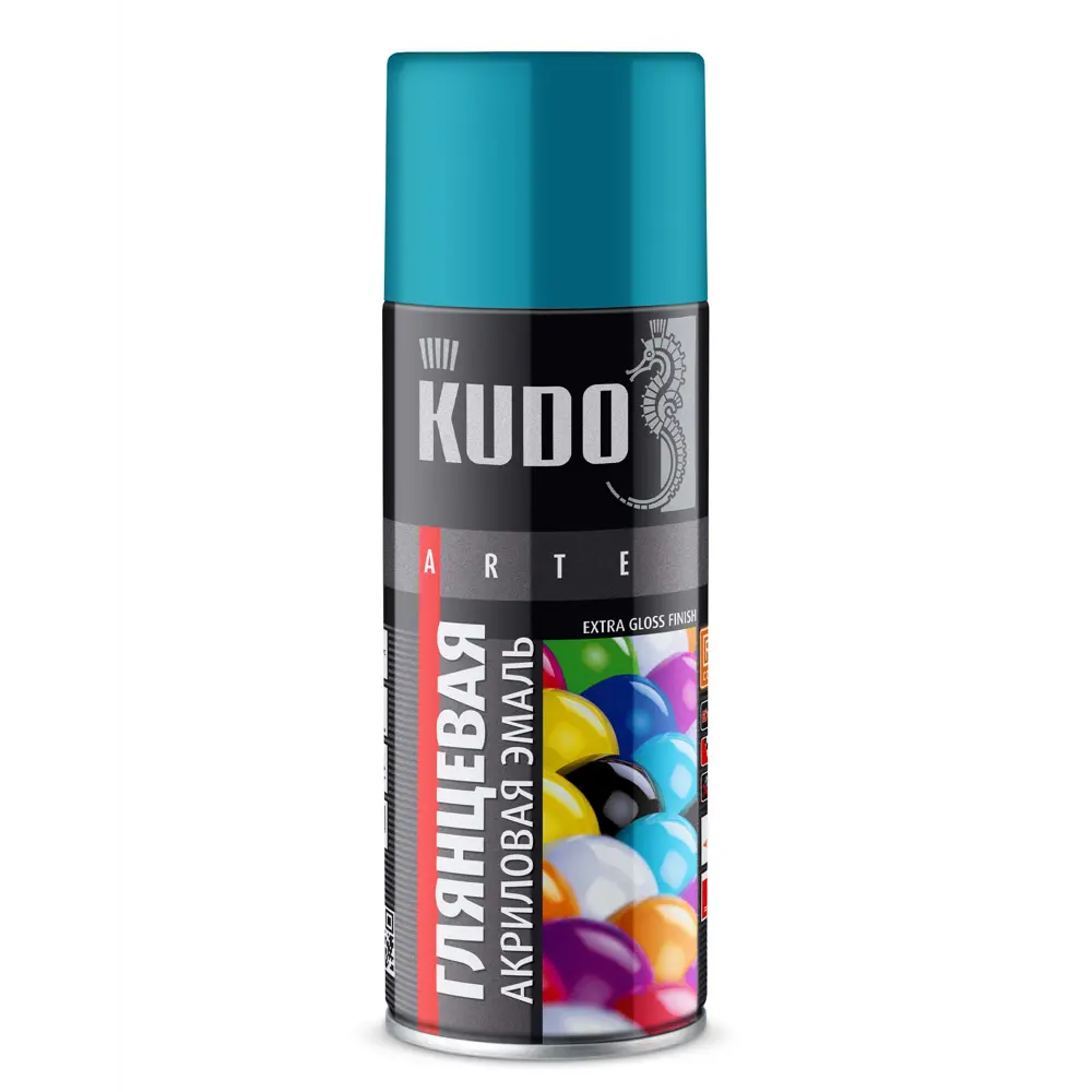 Эмаль аэрозольная универсальная KUDO акриловая глянцевая цвет бирюзовый 520 мл STLM-2208331