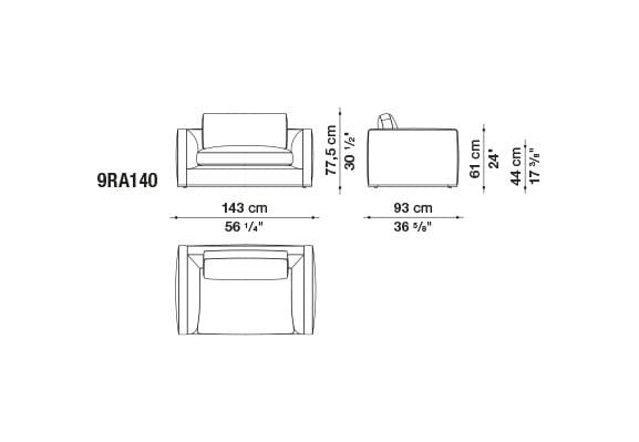 Тканевое кресло с подлокотниками B&B Italia ARCH-00126107