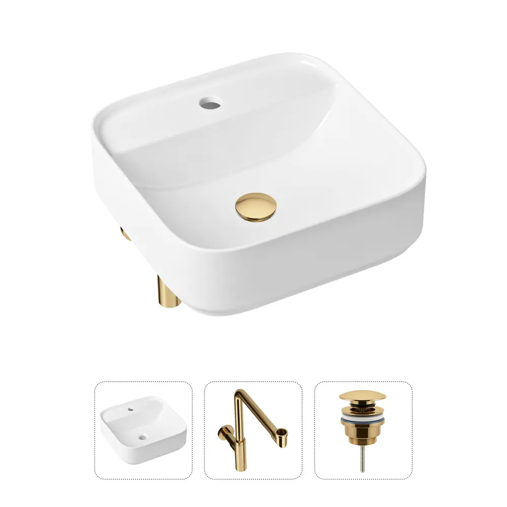 Накладная раковина Lavinia Boho Bathroom Sink Slim 21520320 фарфор 42 см с донным клапаном и металлическим сифоном