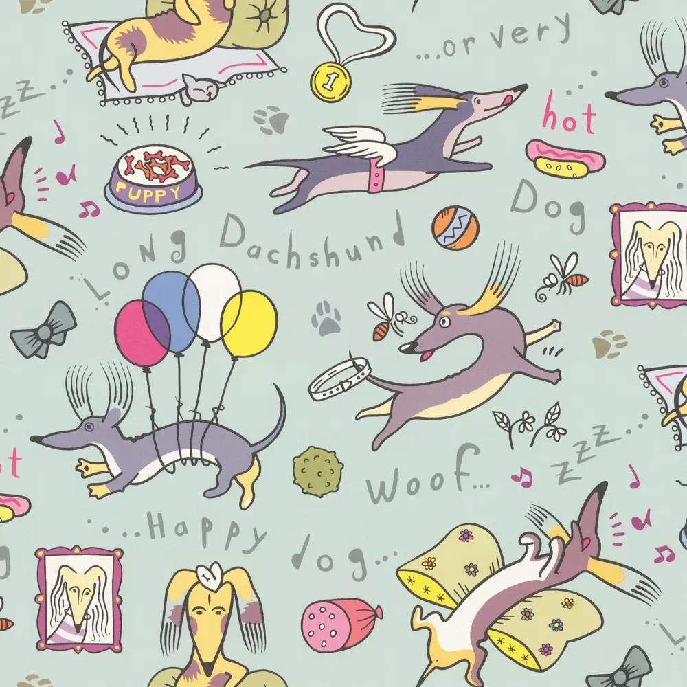 Обои флизелиновые Артекс Таксы зеленые 1.06 м 10714-04 STLM-2192369 - Вид №1