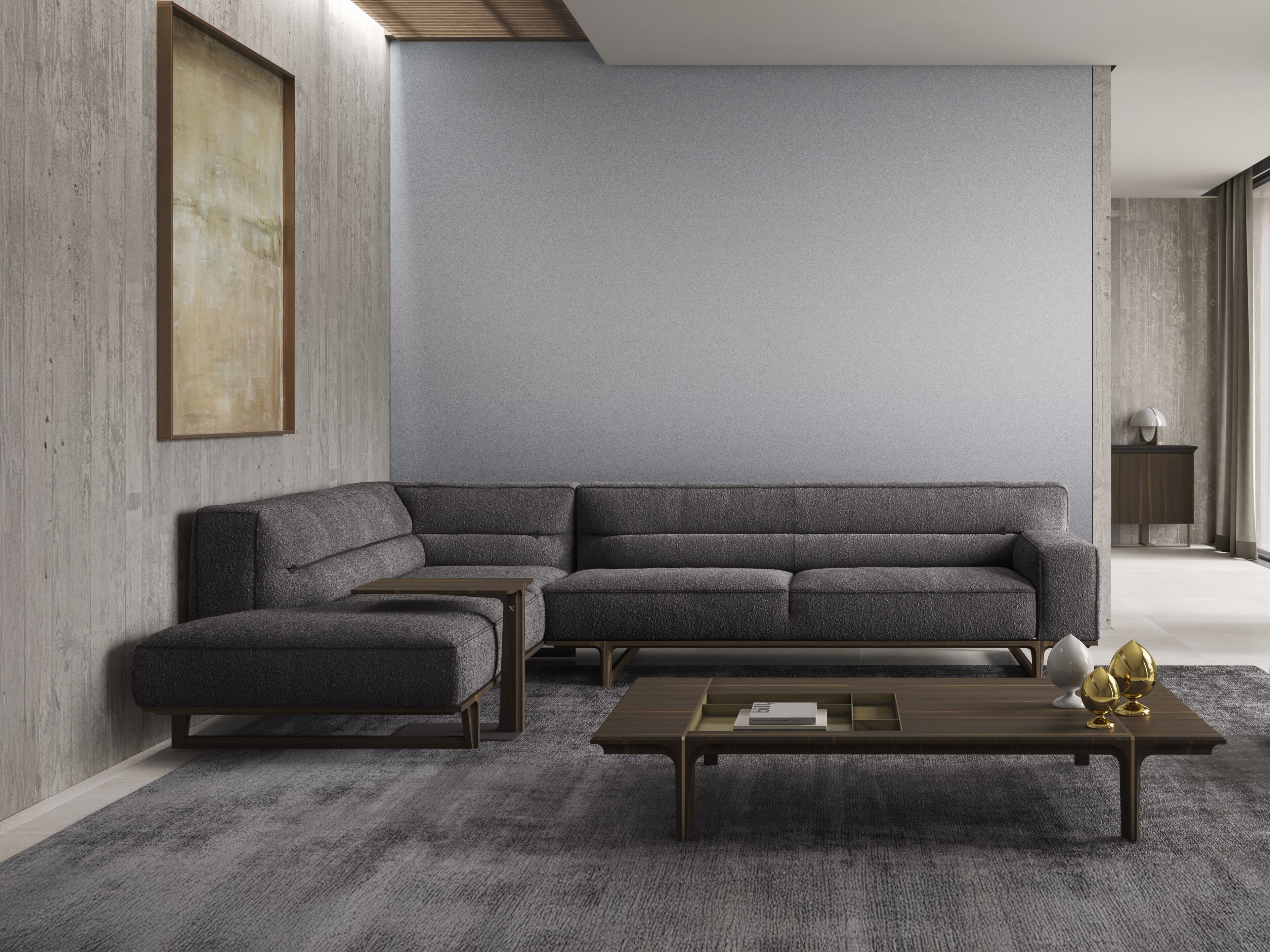 Модульный угловой диван из ткани Natuzzi Italia кендо ARCH-00124059 - Вид №7