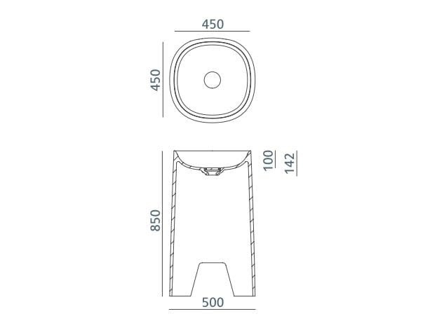 Квадратный отдельно стоящий умывальник в Dolotek© Acquabella Acquawhite ARCH-00114876 - Вид №2