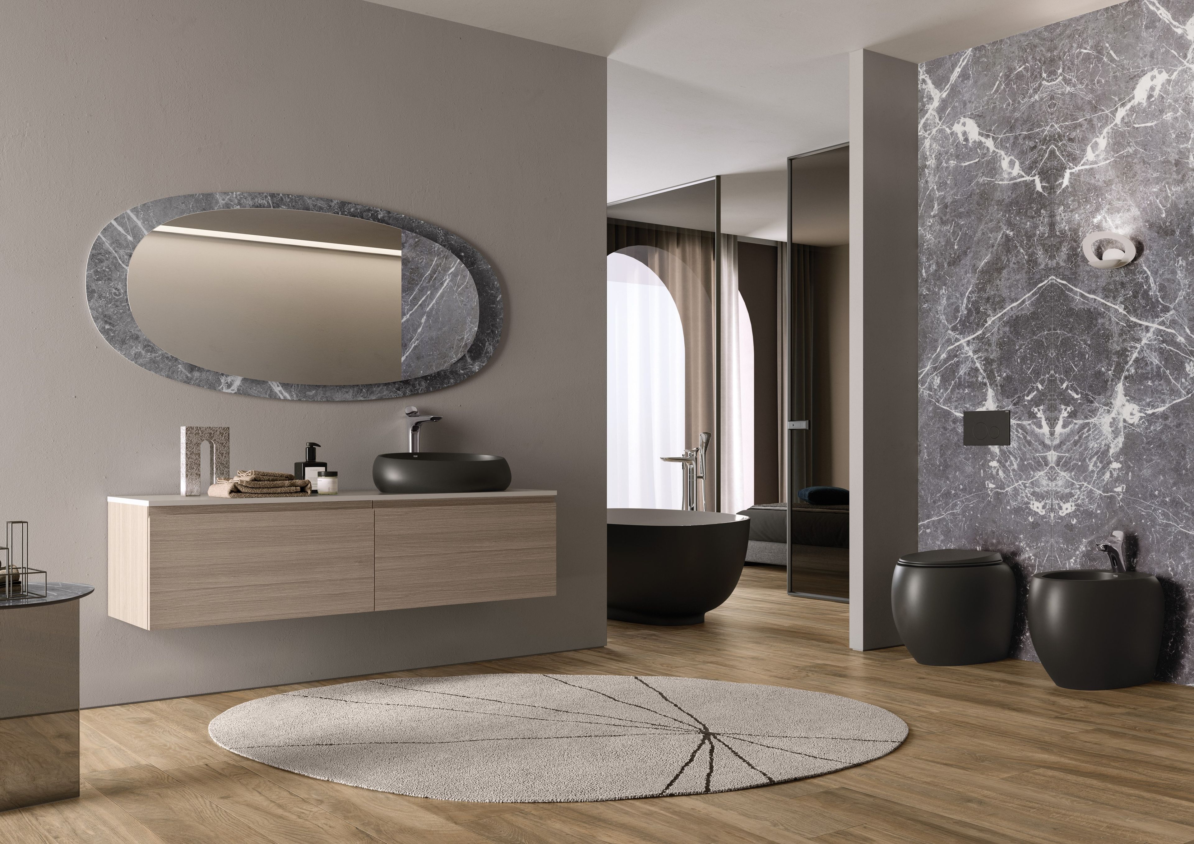 Напольное керамическое биде RAK Ceramics RAK-Cloud Matt Black ARCH-00076878 - Вид №1