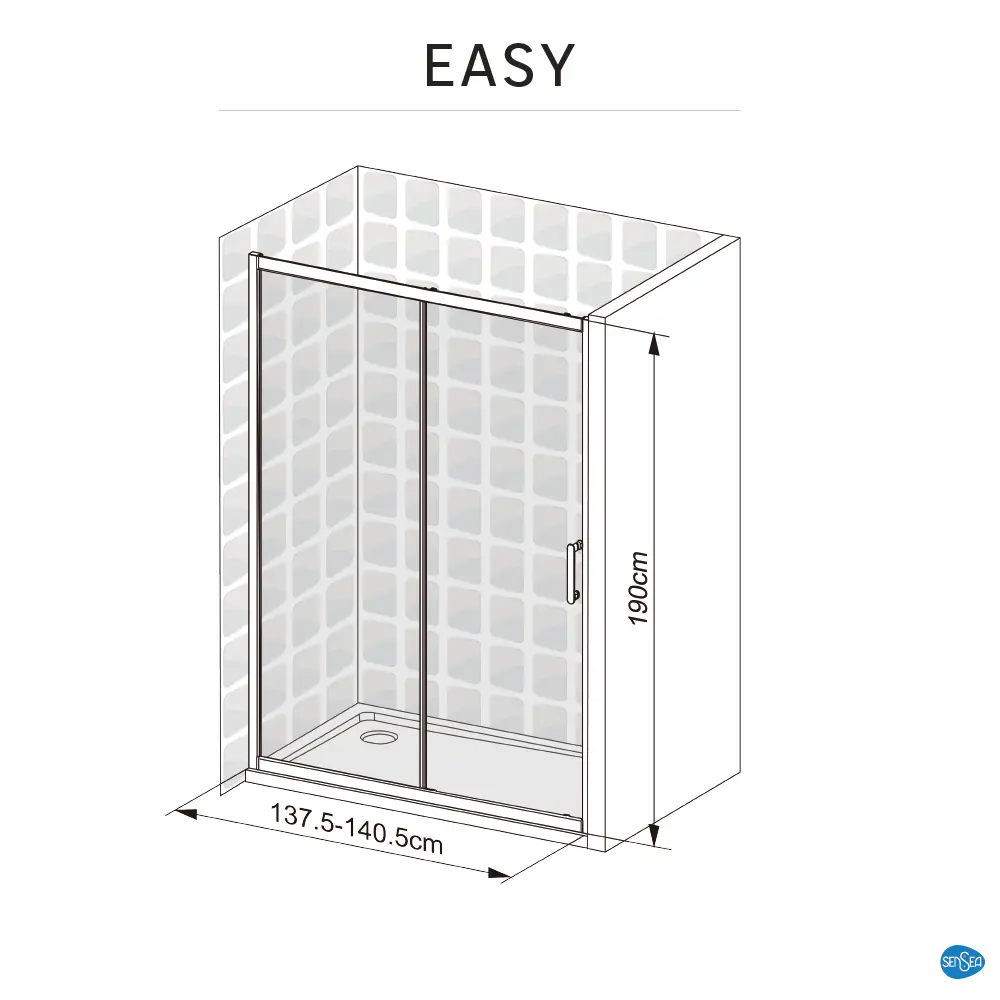 Комплект стекол для раздвижной душевой двери Sensea Easy 140 см прозрачное стекло, цвет профиля на выбор 85868671 STLM-2187136 - Вид №24