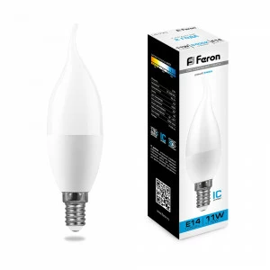 Лампа светодиодная Feron "Свеча на ветру" E14 11W 6400K LB-770 25952 FERON  00-3956690 Матовый