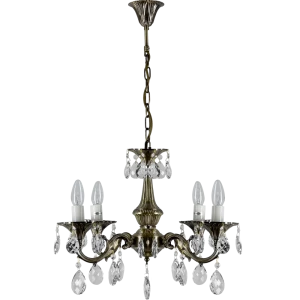 Люстра Люкс HD73023-5 5xE14x60 Вт, металл/хрусталь, цвет бронза
