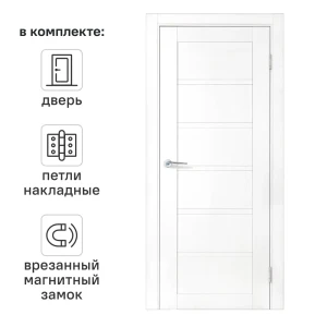 Дверь межкомнатная глухая Легда-28.1 90x190 см полипропилен цвет белое дерево с замком и петлями 89453924 STLM-2138694