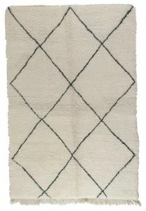AFOLKI Прямоугольный шерстяной коврик с длинным ворсом и геометрическими мотивами Beni ourain Taa1145be
