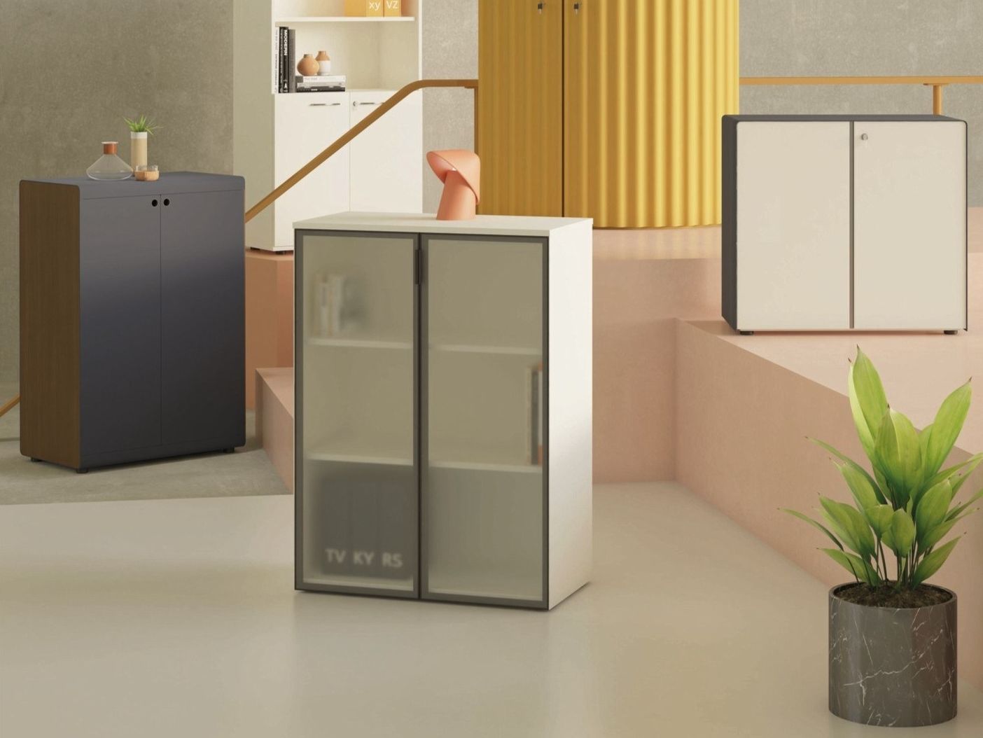 Меламиновый низкий офисный шкаф с запирающимися дверями Ersa Steam ARCH-00053479 - Вид №2