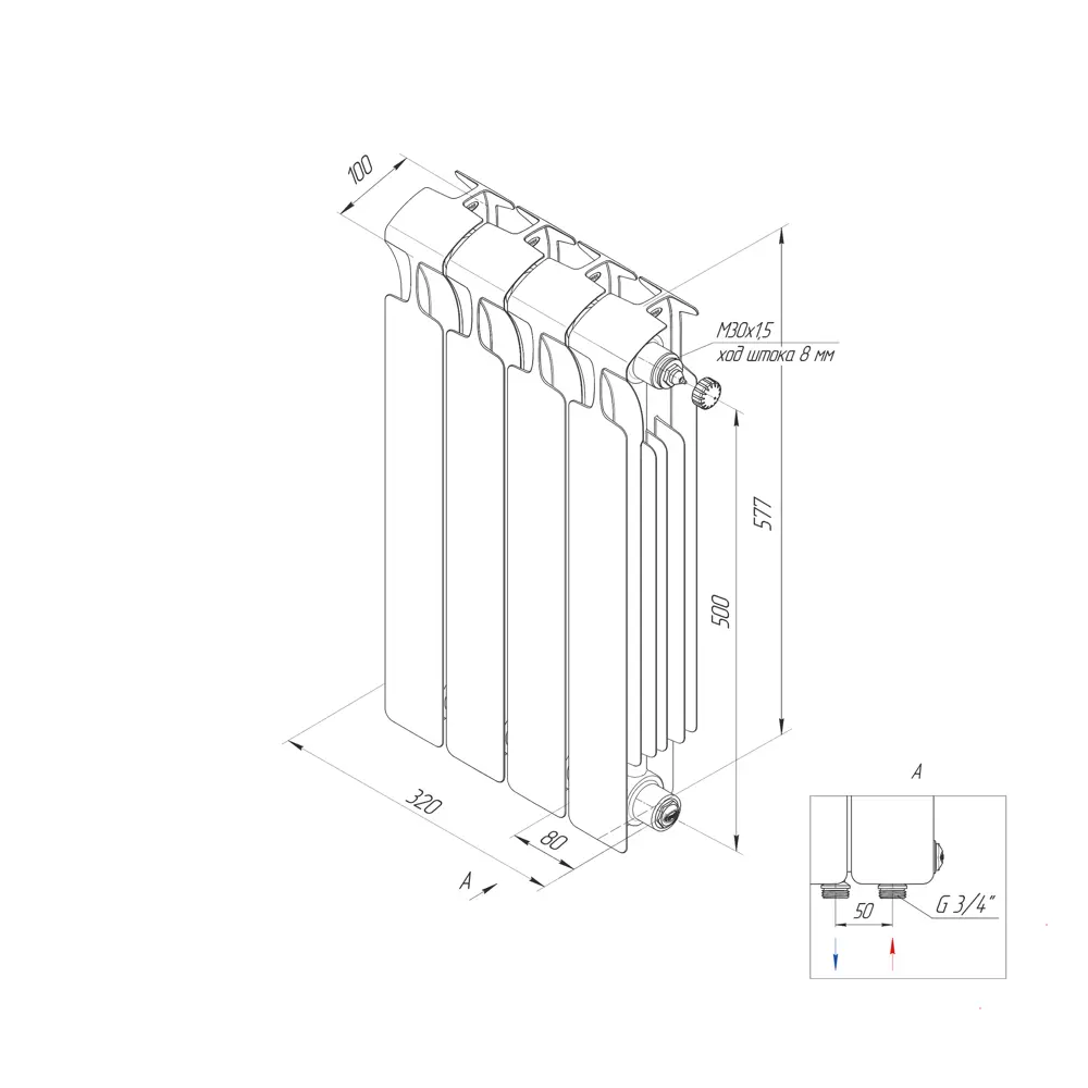 RIFAR Monolit 500 - биметаллический радиатор с монолитной конструкцией 18722888 STLM-0012193 - Вид №8