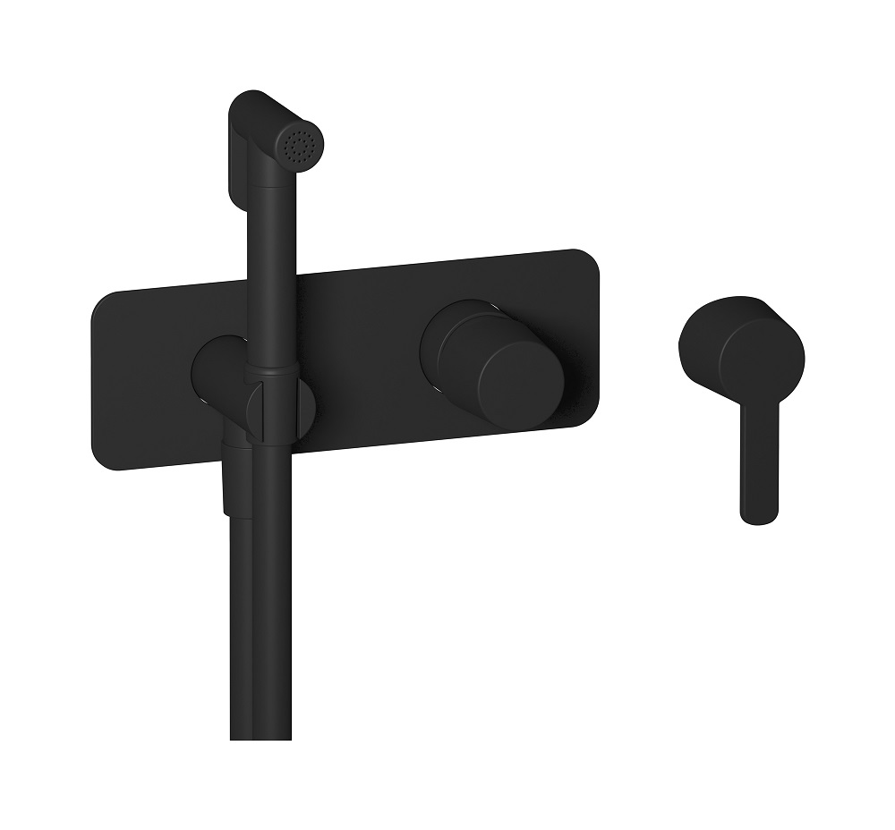 Внешние части гигенического душа со смесителем. WE ARE IB tw706ss Matt Black TAAAC