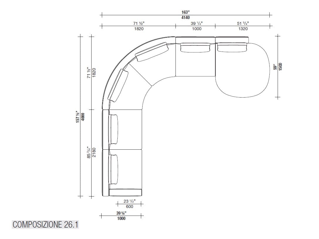 Кожаный диван с полуостровом Lema Venise ARCH-00001213 - Вид №19