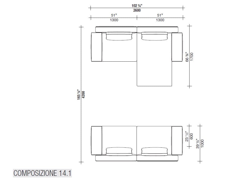 Кожаный диван с полуостровом Lema Venise ARCH-00001213 - Вид №14