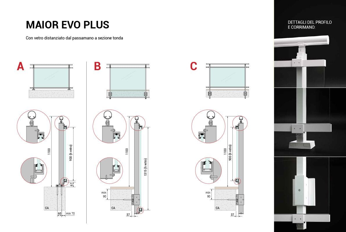 Перила из алюминия и стекла FARAONE Maior Evo ARCH-00083001 - Вид №8