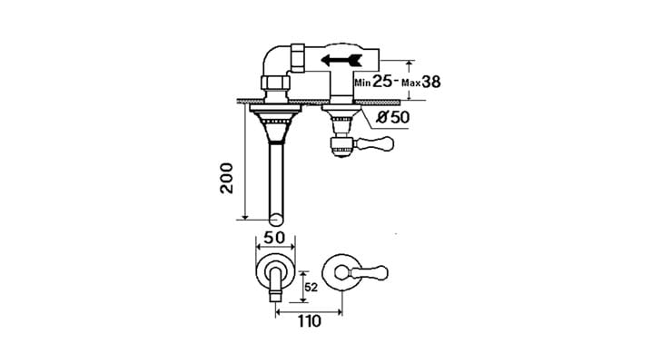 Настенный смеситель для раковины с 2 отверстиями rvb 1935 WOOD ARCH-00078924 - Вид №2