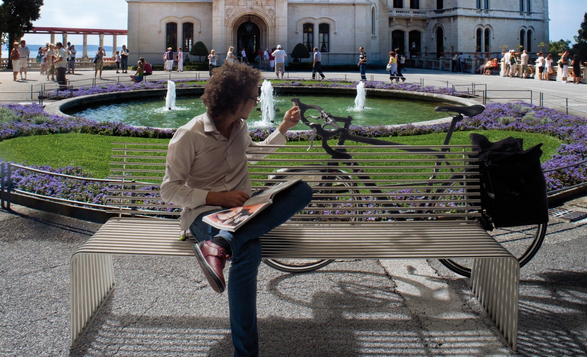 Металлическая скамья со спинкой Urbantime Zeroиндексы.015 ARCH-00027455 - Вид №1