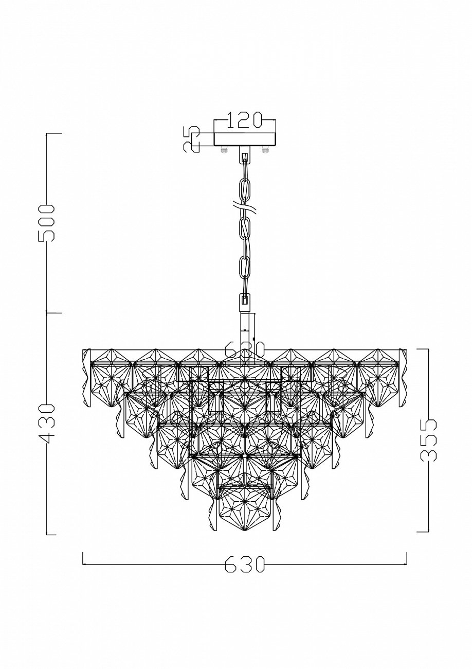 Люстра подвесная со стеклянными подвесками 93 см хром Molly FR1004PL-12CH FREYA ДИЗАЙНЕРСКИЕ, CRYSTAL 00-3957114 Прозрачный  - Вид №2
