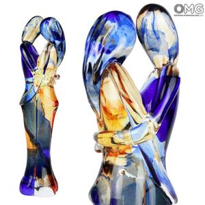1053 ORIGINALMURANOGLASS Скульптура Объятие влюбленных - Amore Blu Arancione - муранское стекло OMG 6 см
