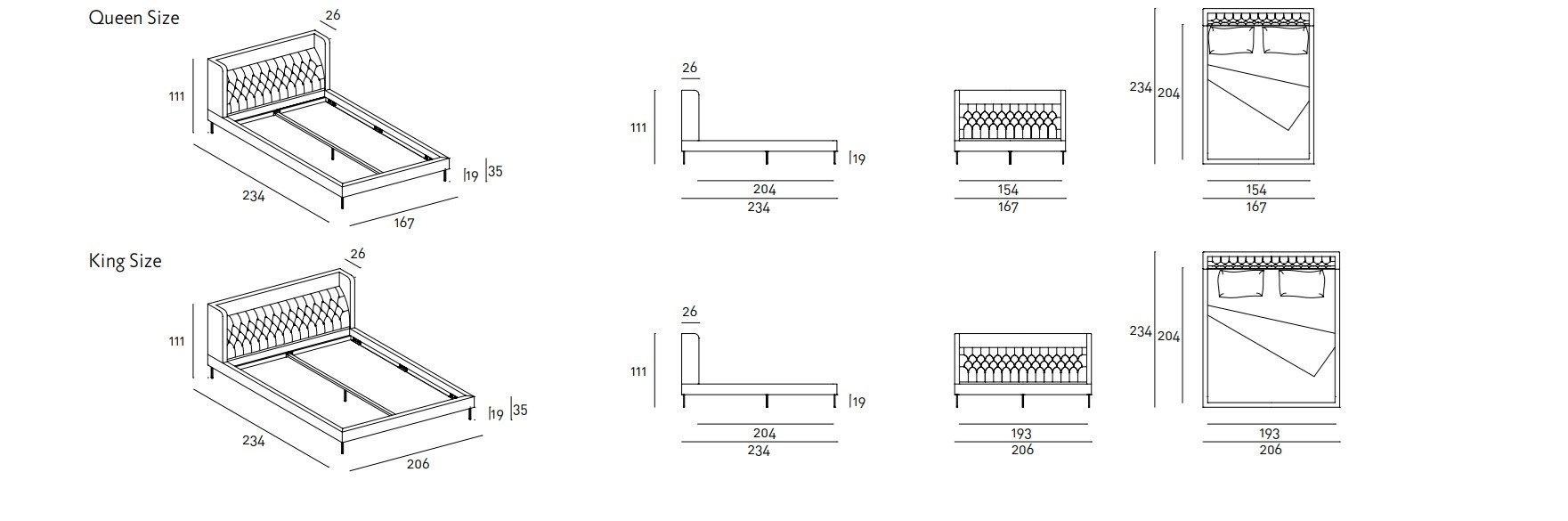 Кровать с капитонным изголовьем Living Divani Lipp ARCH-00050552 - Вид №6