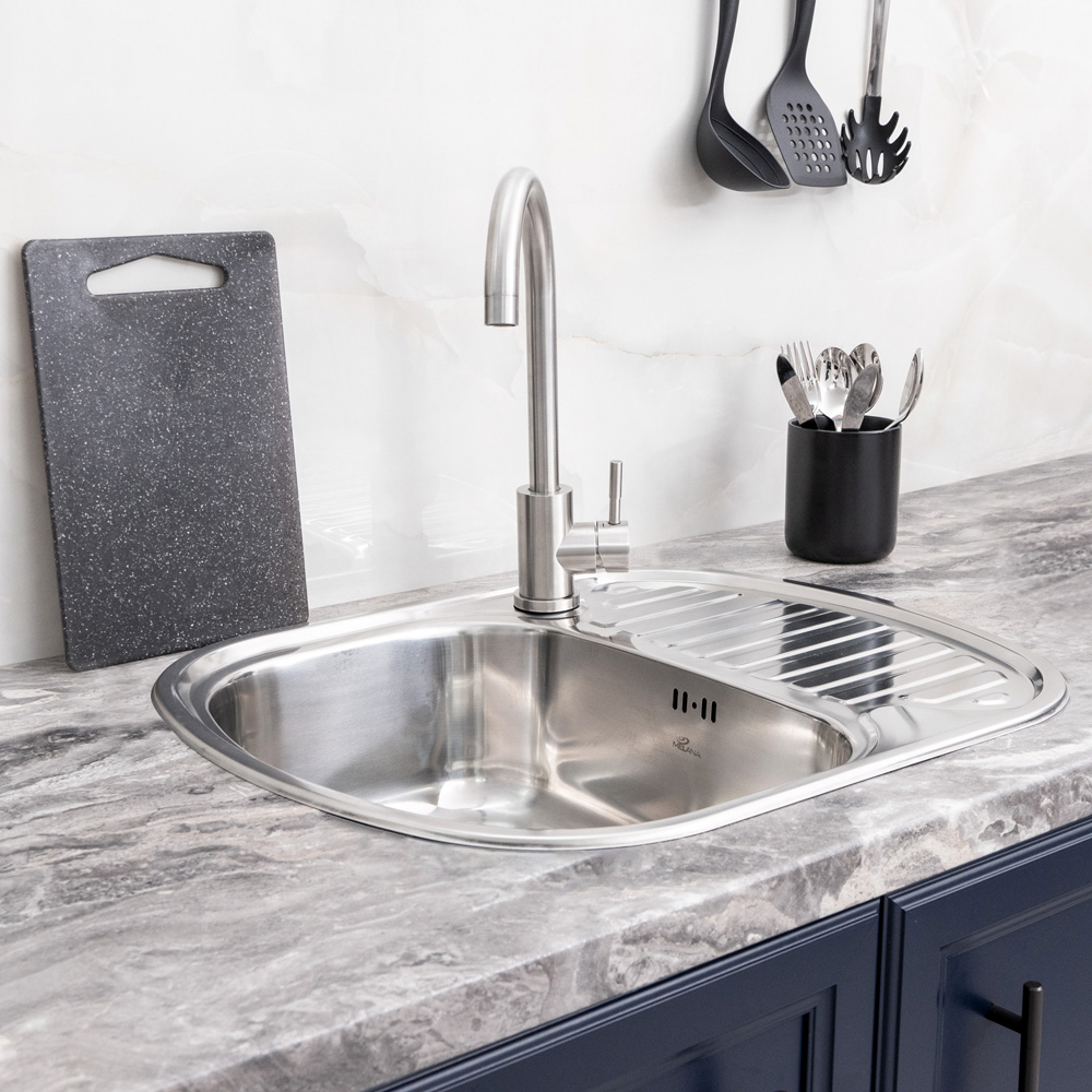 Мойка 6049 U MELANA 0,8/180 ИУ врезная овальная без сифона (215 ti *10) 215 ti (*10) - Вид №1