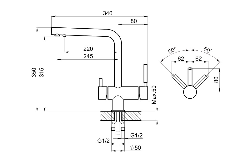 2305, ГРАФИТ, СМЕСИТЕЛЬ КУХОННЫЙ GRANULA 2305-ST110 - Вид №2