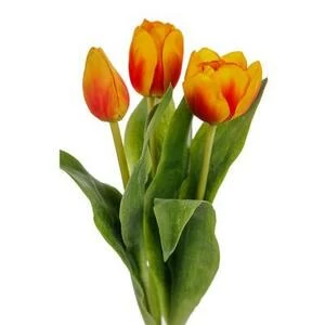 Красно-желтые искусственные 3 цветка тюльпана 36 см