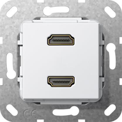 567103 Розетка двойная HDMI чисто-белый глянцевый Gira System 55